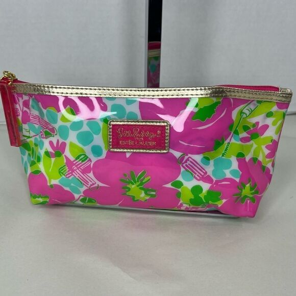 Lilly Pulitzer for Estee Lauder Floral Print Pink Multicolor Small Makeup Bag - Picture 2 of 7